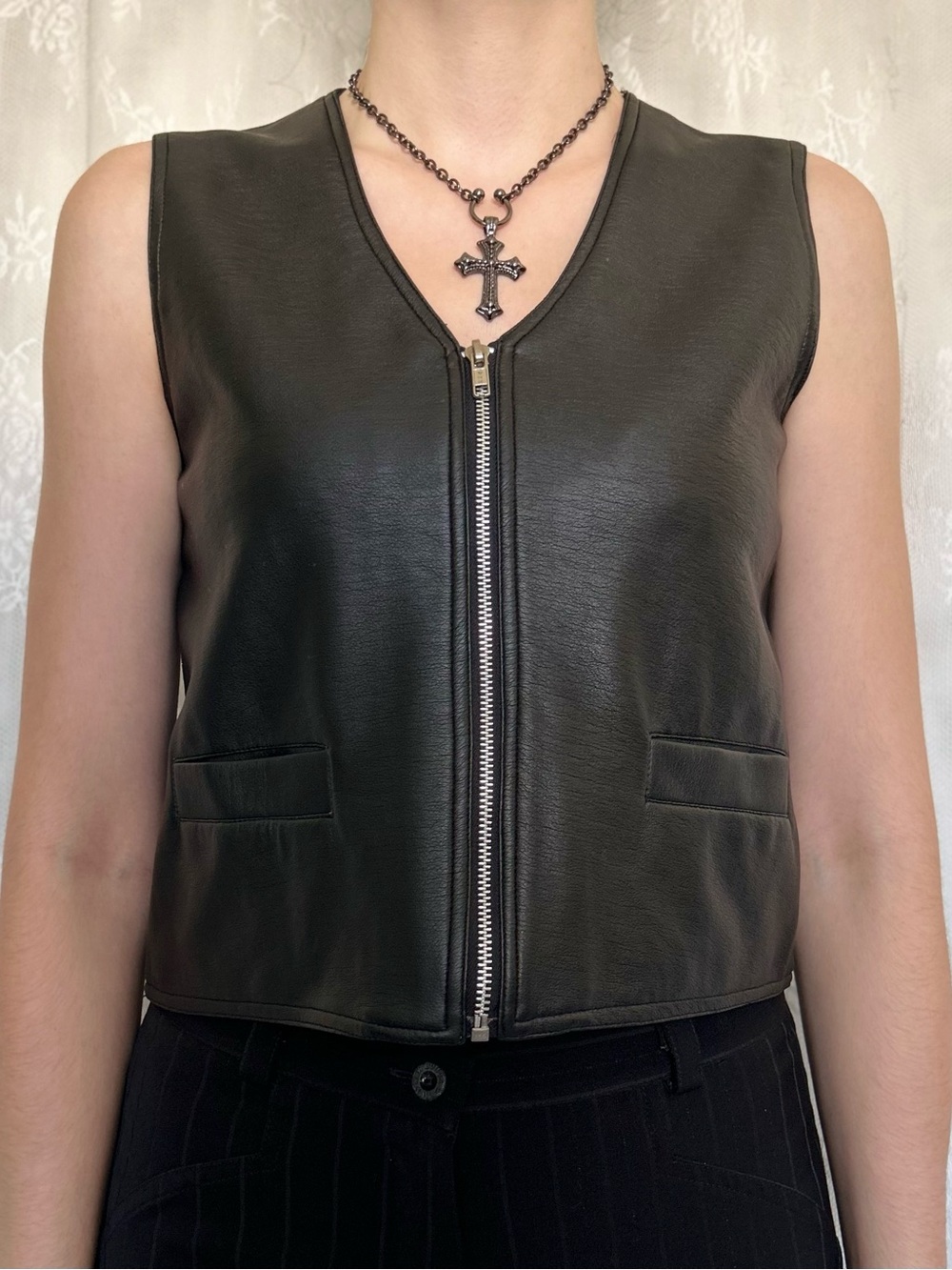 Vintage Grunge Moto Black Pleather Vest